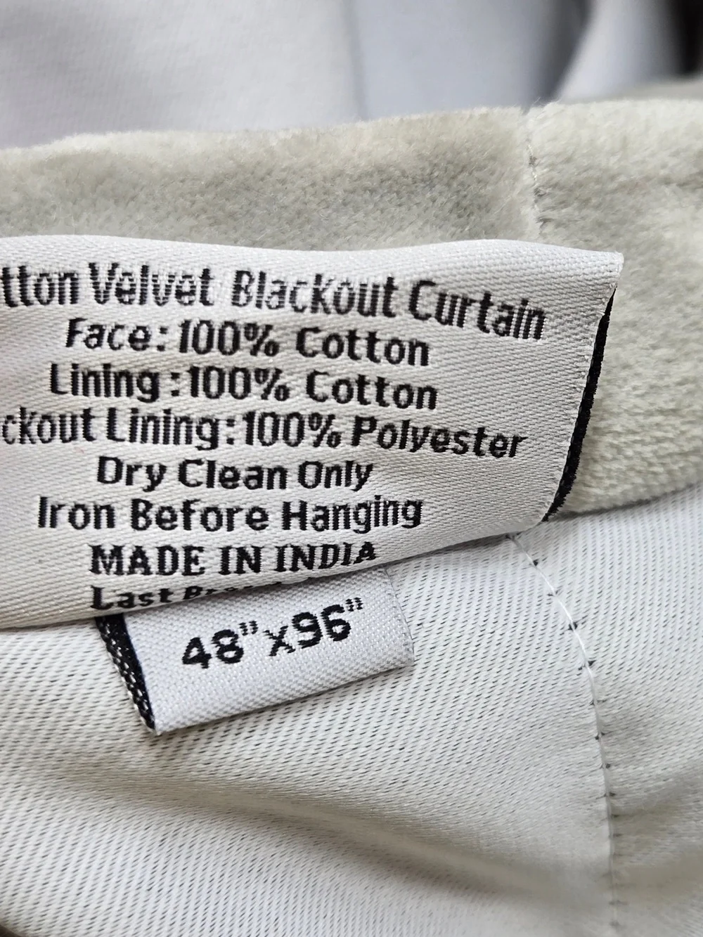 NWT QUINCE Set Of 2 48x96 Cotton Velvet True Blackout Curtains Light Grey 9242